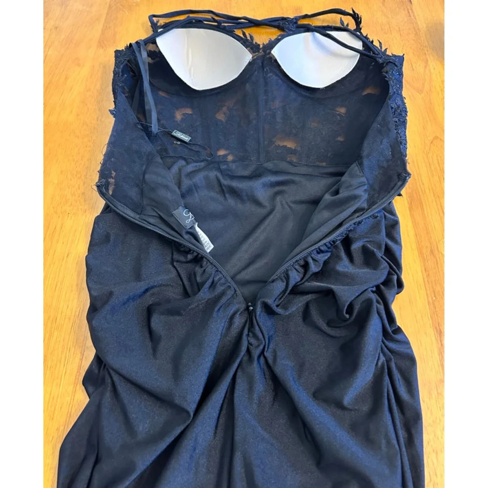 LA FEMME 30521 Sleek La Femme Lace-Corset Long Dress SZ 2 - Picture 9 of 11